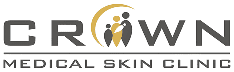 Logo for Crown Medical Skin Clinic featuring the word 'CROWN' in bold letters with figures representing people above the text, and the words 'MEDICAL SKIN CLINIC' positioned below.